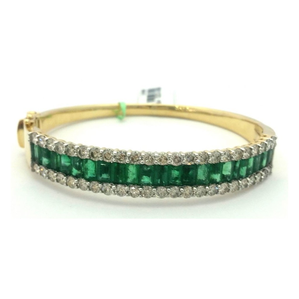 Yellow 14k Emerald Bracelet 6.34Tw Emerald 4.16Tw Rd Shape Diamond From ...