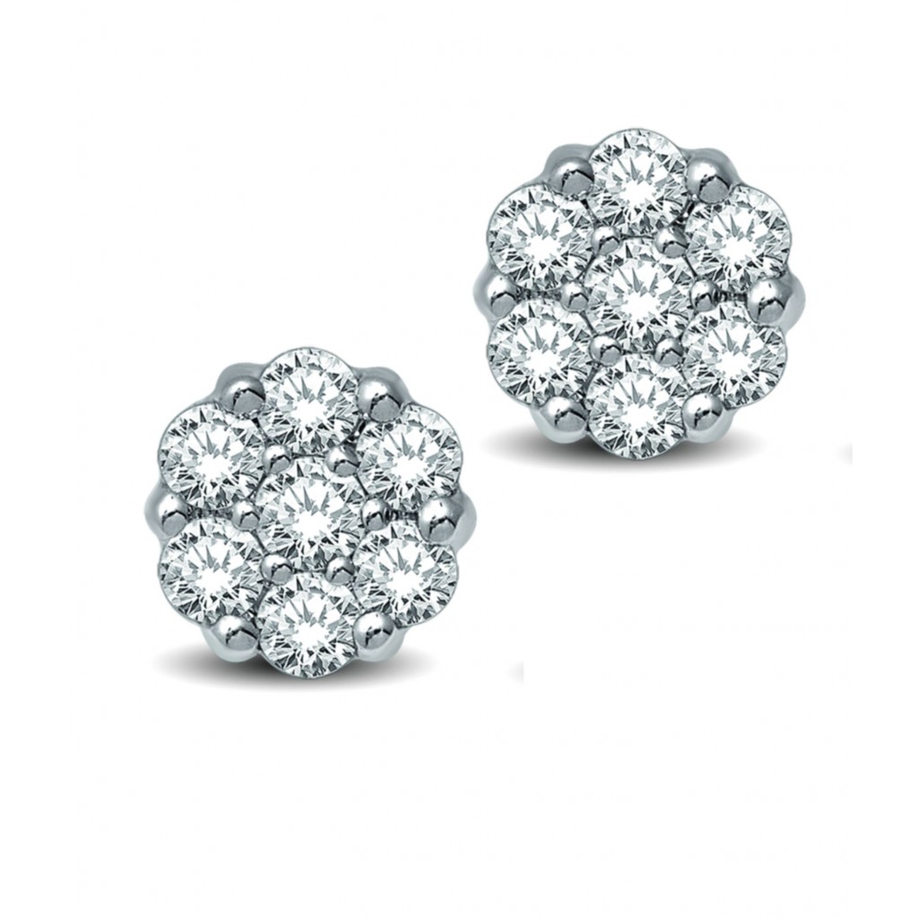 flower shaped diamond stud earrings