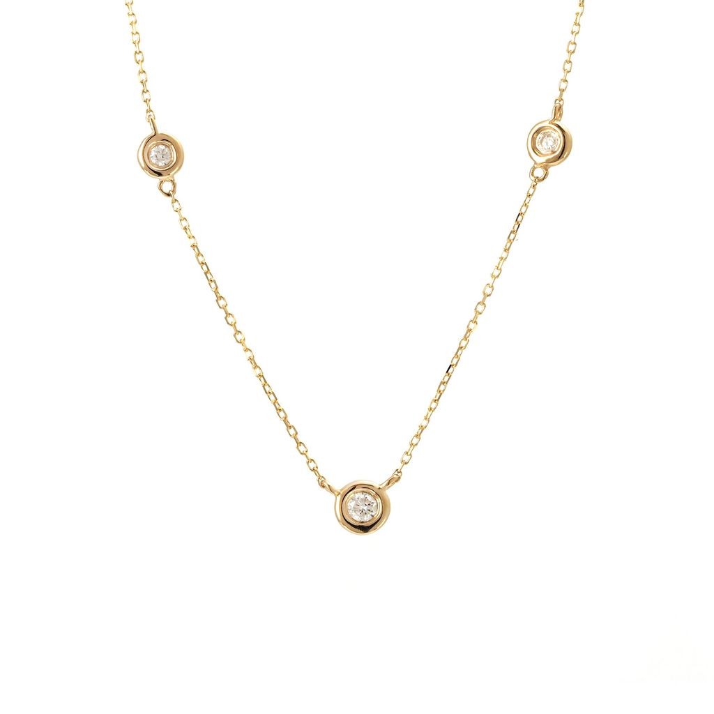 Three Bezel Set Diamond Necklace